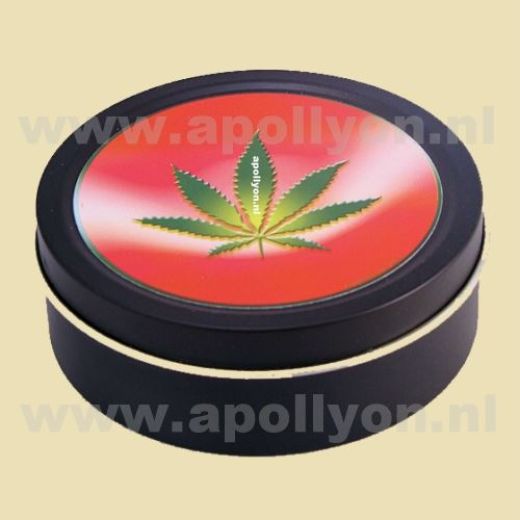 Blikje Rond Weed Leaf Red 8cm