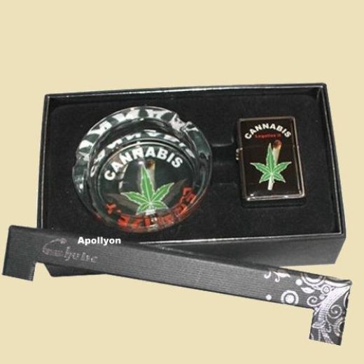 Gift Set Asbak Aansteker Cannabis Gift Set Asbak Aansteker Cannabis