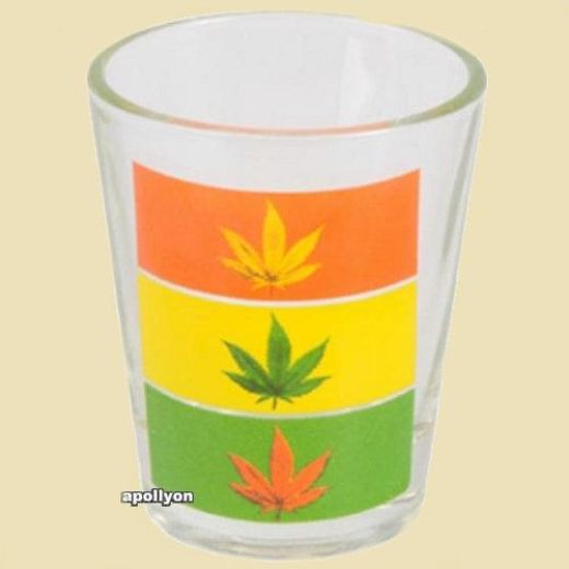 Glazen Shooter Rasta Wietblad Glazen Shooter Rasta Wietblad