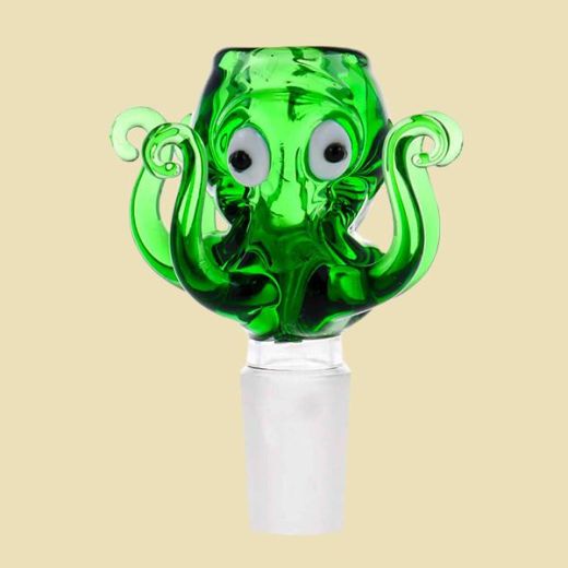 Green Octopus Bong Glass Bowl 14mm