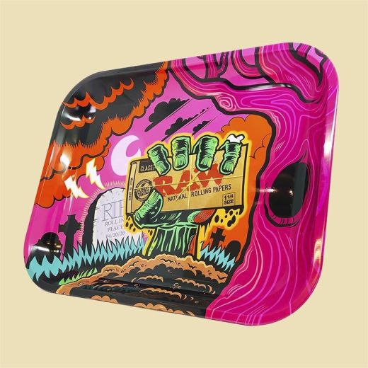 Large Raw Zombie Metal Rolling Tray Large Raw Zombie Metal Rolling Tray