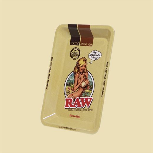Small Raw Bikini Metal Rolling Tray Small Raw Bikini Metal Rolling Tray