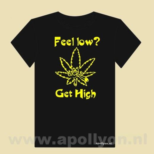 THC Shirt Feel Low Geel Zwart THC Shirt Feel Low Geel Zwart