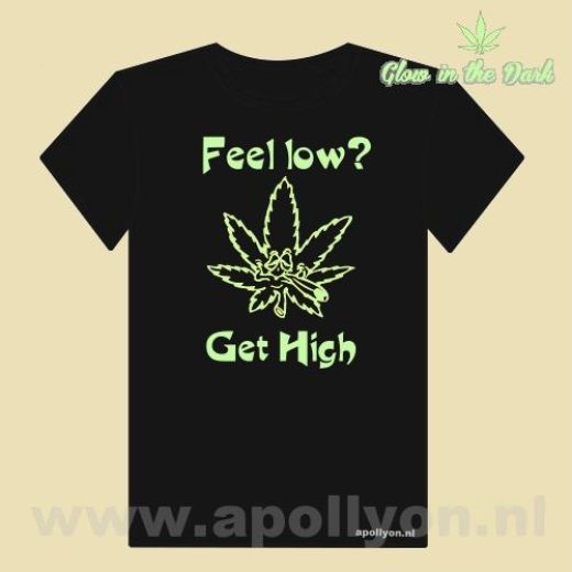 THC Shirt Feel Low Glow Zwart THC Shirt Feel Low Glow Zwart