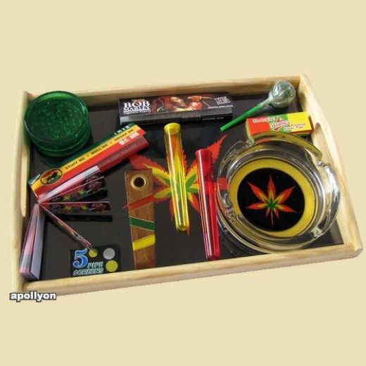 Tray Set Rasta Weed Leaf Tray Set Rasta Weed Leaf