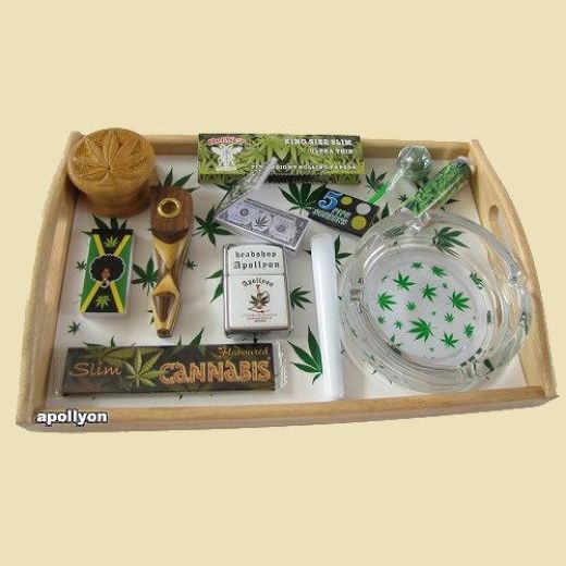 Tray Set White Weed Leaves de Luxe Tray Set White Weed Leaves de Luxe