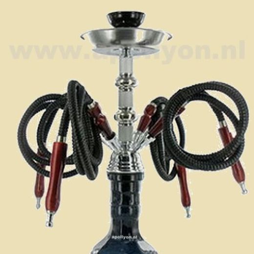 Waterpijp 4 Slangen zwart 57cm