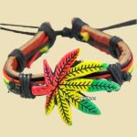 Armband Leer Rasta Wietblad