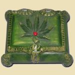 Houten Stash Box Wietblad Groen