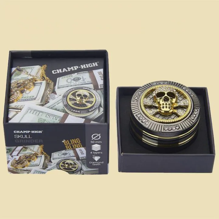 Grinder Rasta Skull 63mm: Broyeur Métal 3 Parties