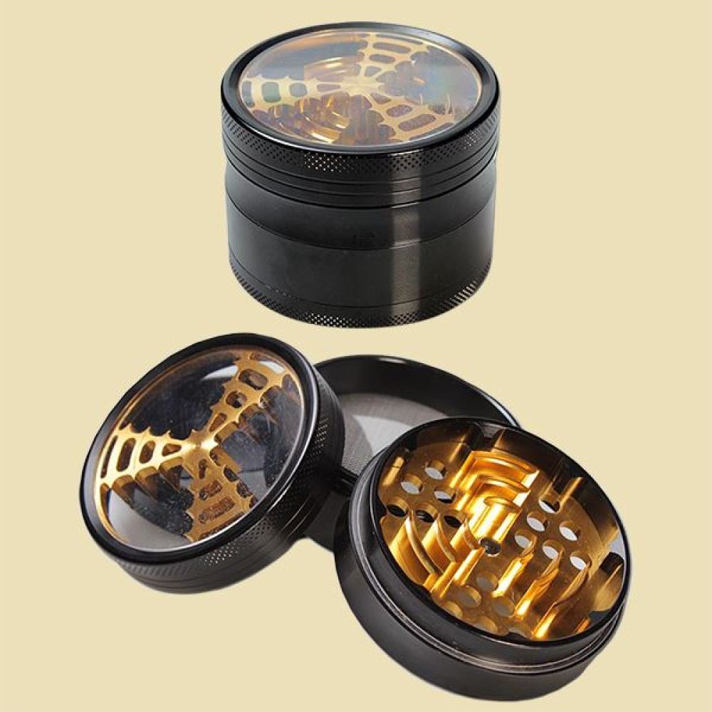 Grinder 4 delig Aluminium Black/Gold