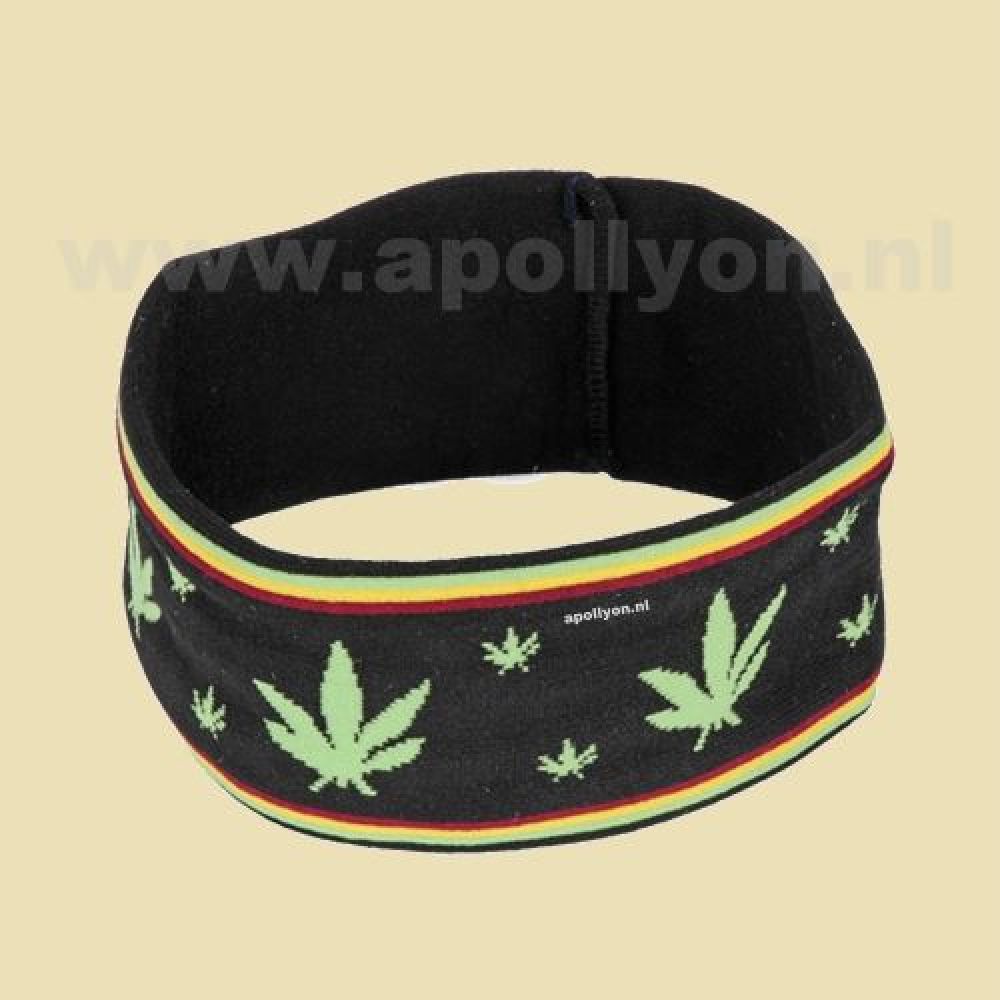 Haarband Rasta Wietblad Zwart