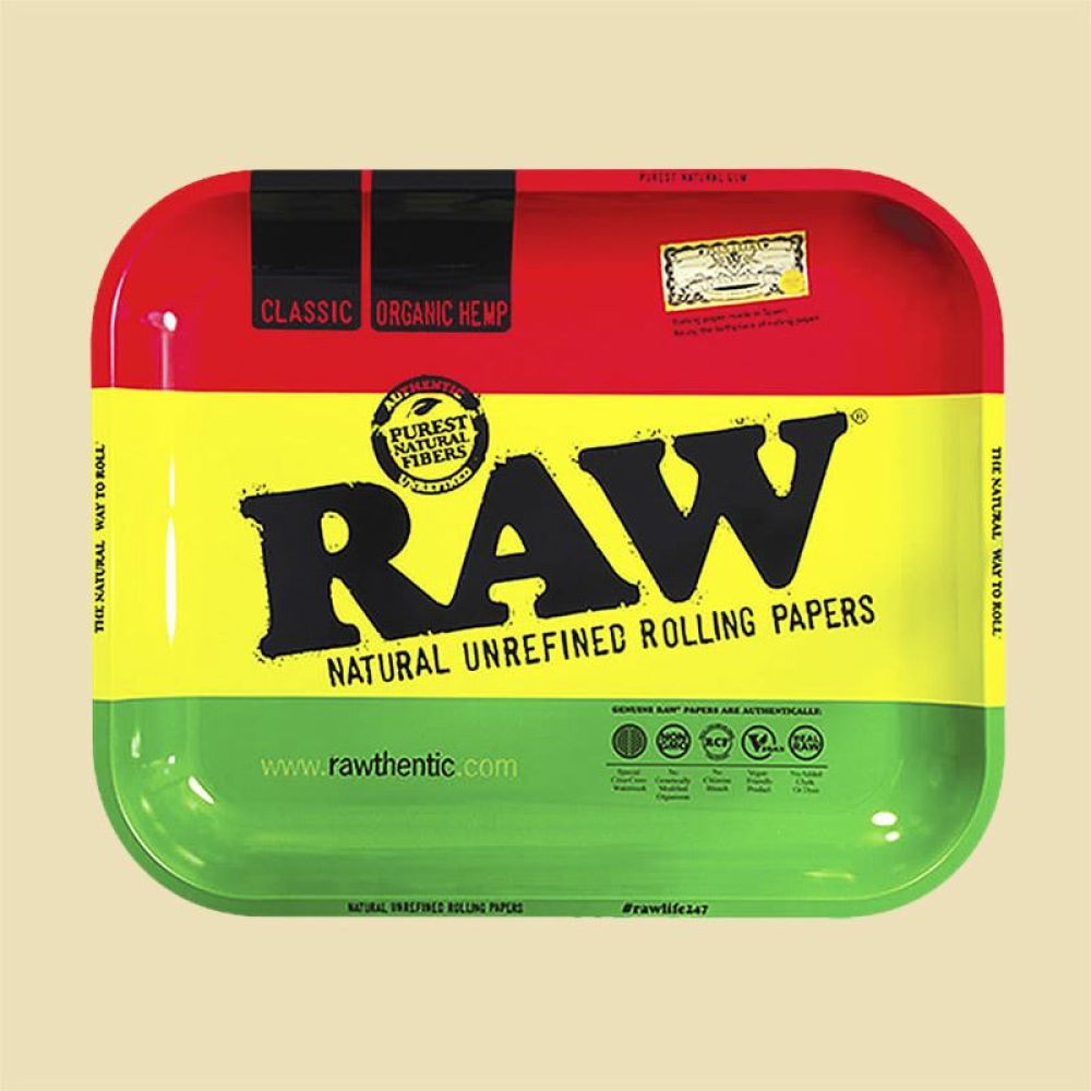 Large Raw Rasta Metal Rolling Tray