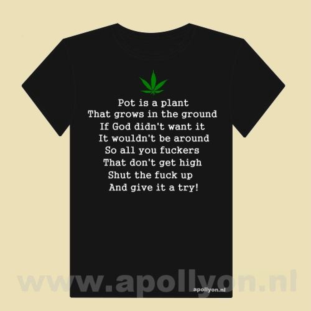THC Shirt Pot is a Plant Zwart