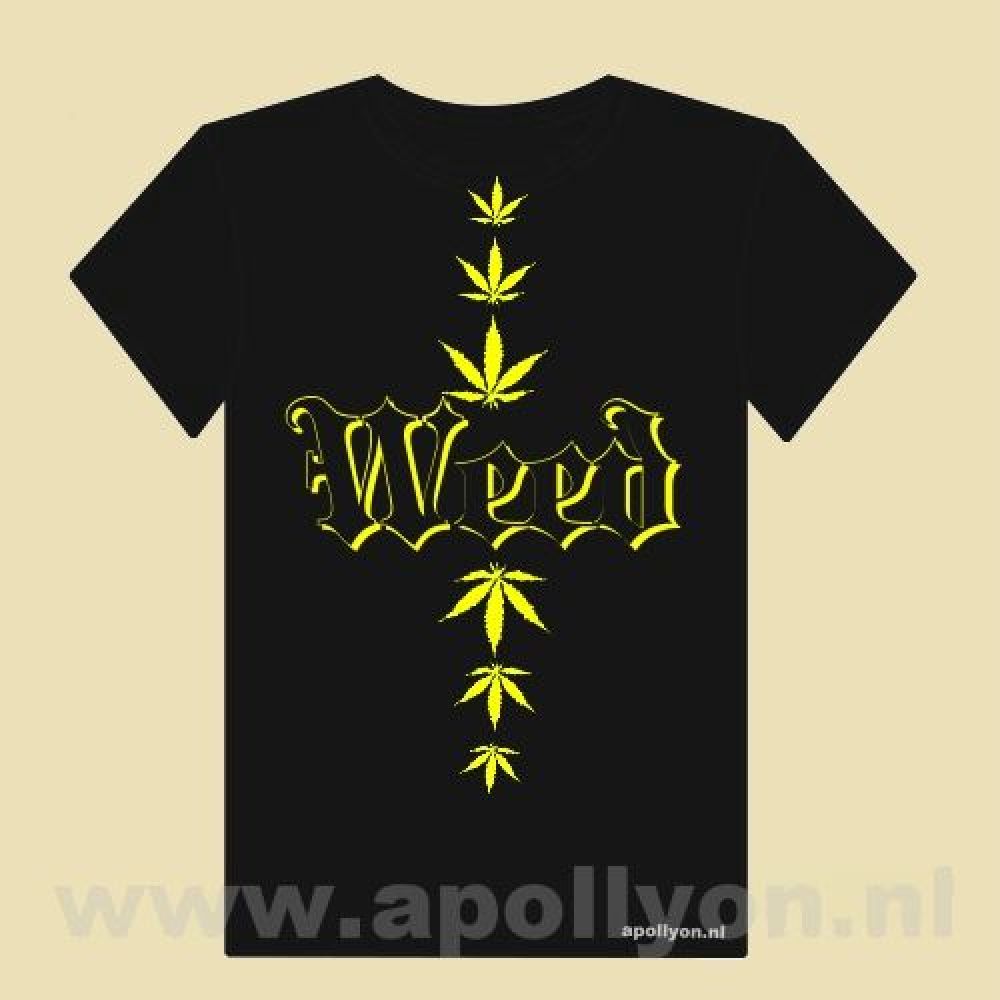 THC Shirt Weed Old Six Yellow Zwart