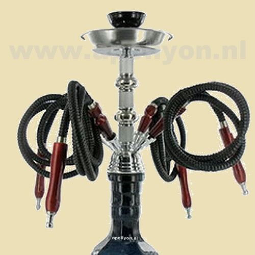 Waterpijp 4 Slangen zwart 57cm